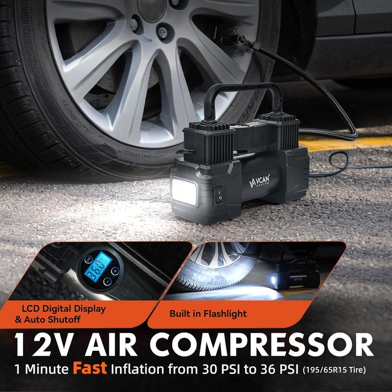 VCAN ACTIVE Car Emergency Kit with Portable Air Compressor, First Aid Kit, Jumper Cables, Roadside Safety Emergency Tool Kit for Women, Men, Teen - Image 2